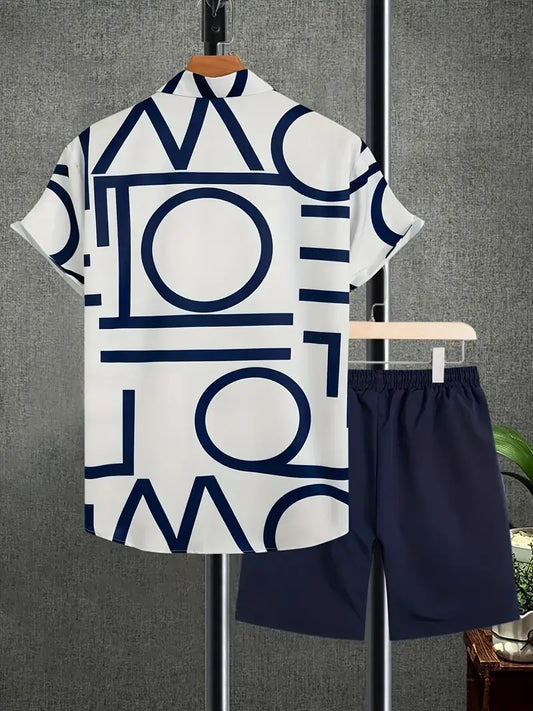 White Alphabet Design Men's Half Sleeves Cords Cotton Material - XPCRDH