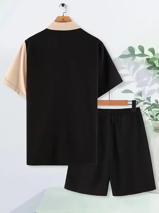 Cream and black Mix Colored Men's Half Sleeves Cords Cotton Material - XPCRDH