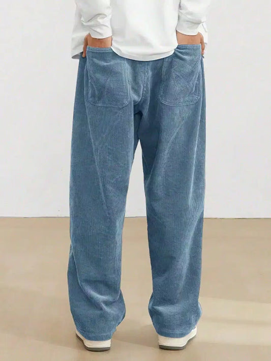 Blue Color Mens Corduroy Cotton Pants Casual and Regular Fit Full size - XPPT