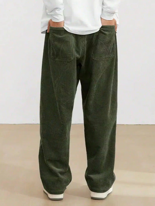 Green Color Mens Corduroy Cotton Pants Casual and Regular Fit Full size - XPPT