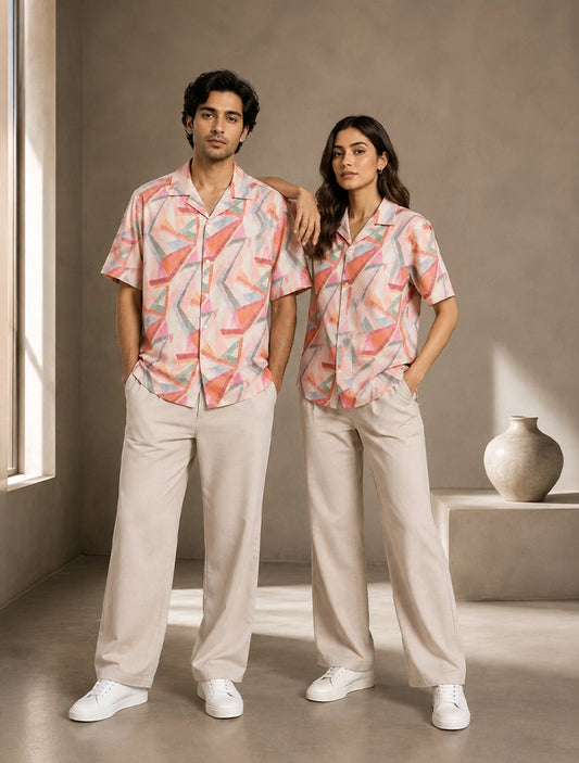 Peach Geometric Unisex Cords - XPCRDF