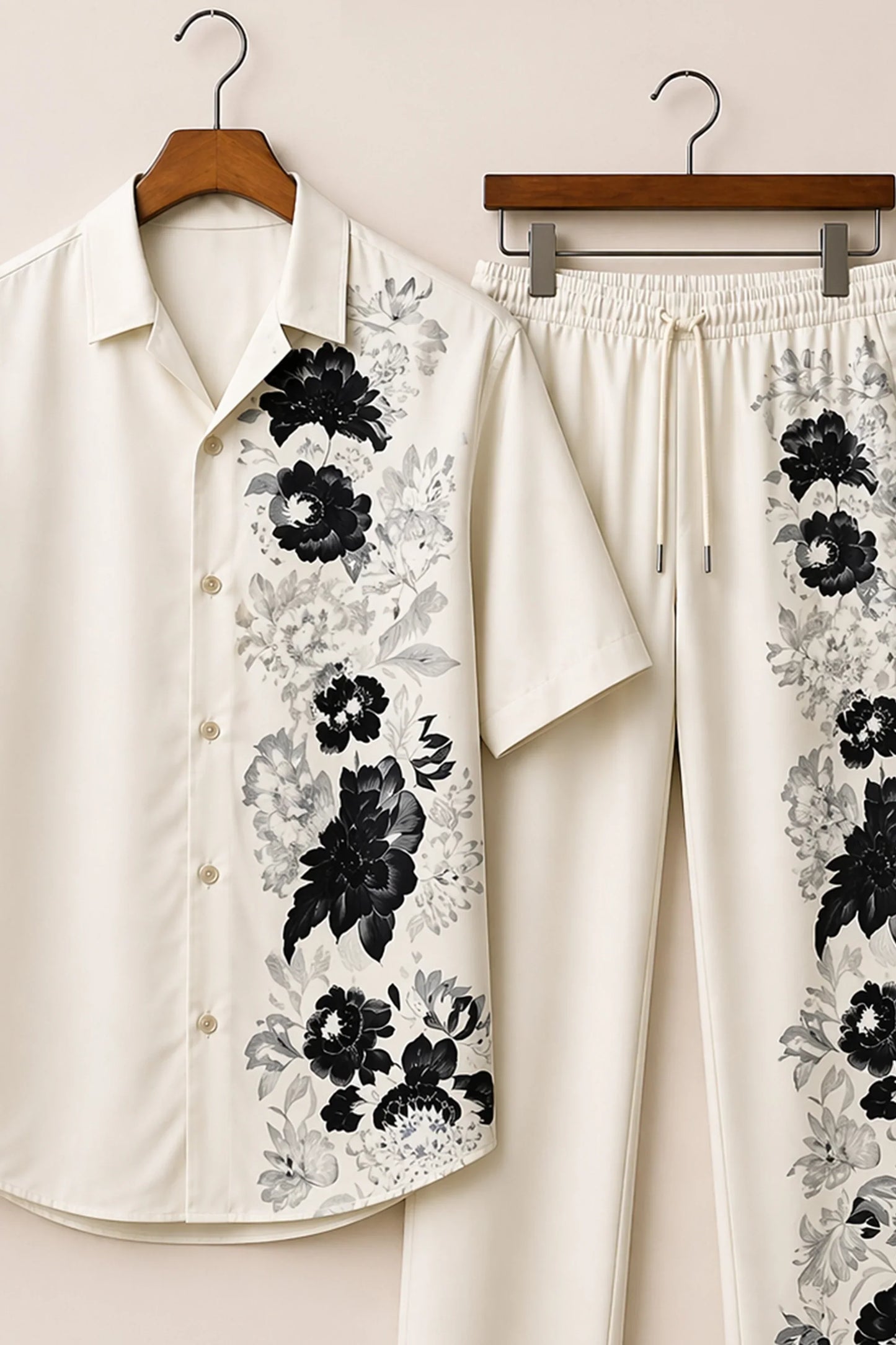 Side Black Flower Mens Full Pant Co-ords - XPCRDF