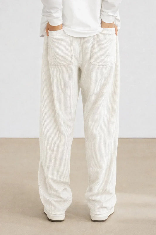 White Color Mens Corduroy Cotton Pants Casual and Regular Fit Full size - XPPT