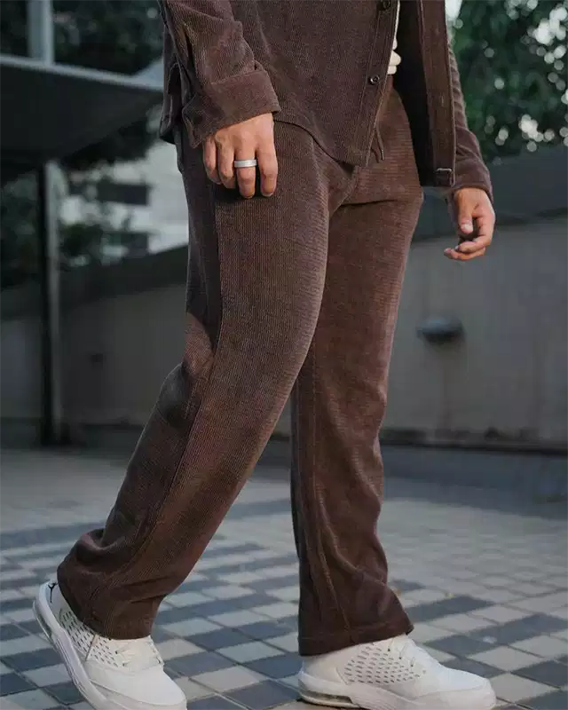 Brown Color Luxury Korean Style Full Co-Ord Set Trouser and Shirt - XPCRDF