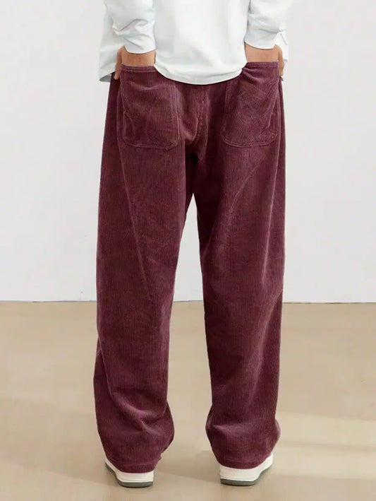 Burgundy Color Mens Corduroy Cotton Pants Casual and Regular Fit Full size - XPPT