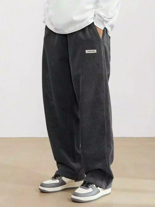 Gray Color Mens Corduroy Cotton Pants Casual and Regular Fit Full size - XPPT