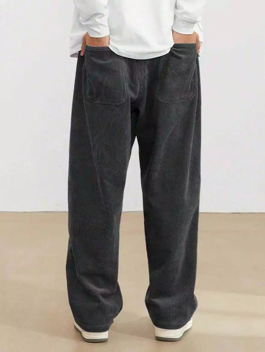 Gray Color Mens Corduroy Cotton Pants Casual and Regular Fit Full size - XPPT