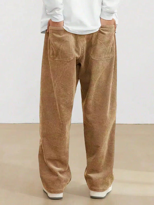 Khaki Color Mens Corduroy Cotton Pants Casual and Regular Fit Full size - XPPT