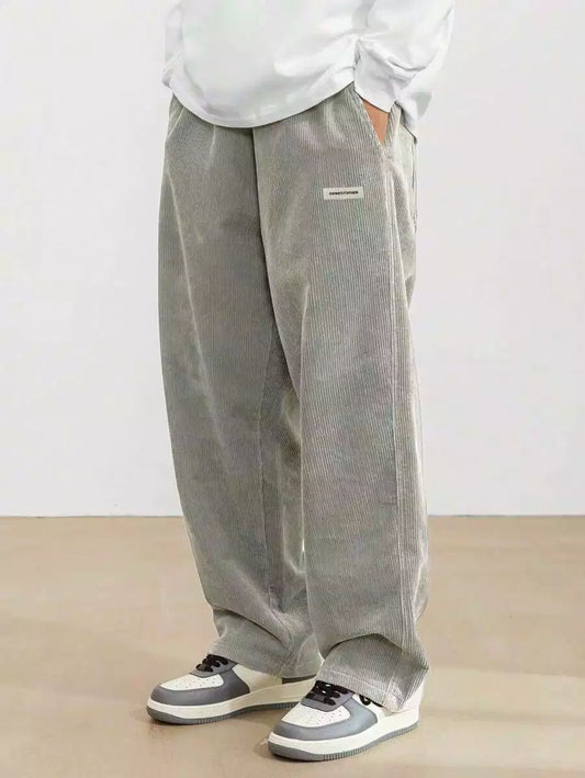 Silver Color Mens Corduroy Cotton Pants Casual and Regular Fit Full size - XPPT