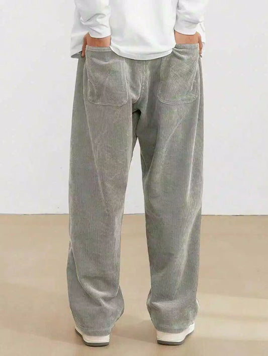 Silver Color Mens Corduroy Cotton Pants Casual and Regular Fit Full size - XPPT