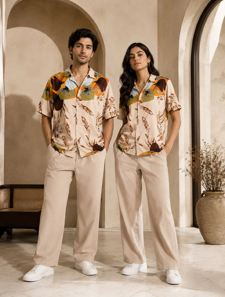 Cream Leafs Unisex Cords - XPCRDF