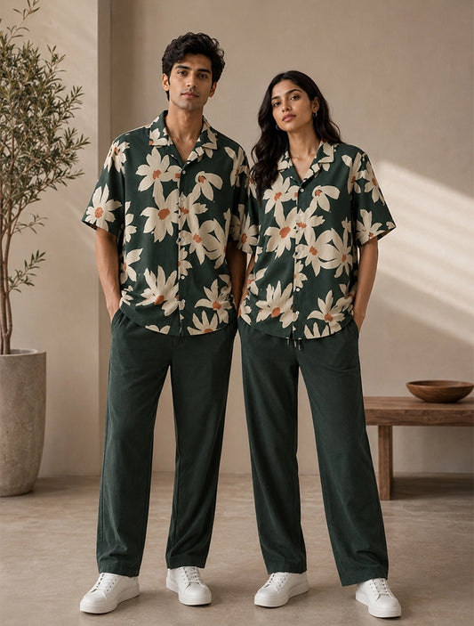 Green Flowery Unisex Cords - XPCRDF