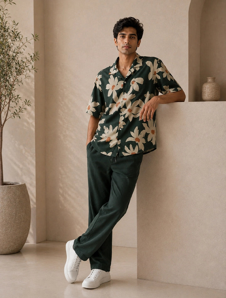 Green Flowery Unisex Cords - XPCRDF