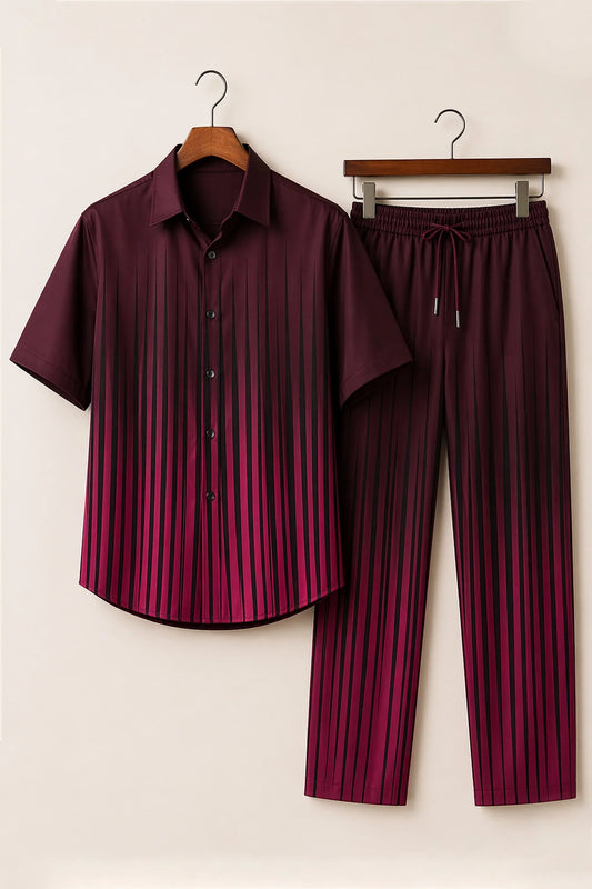 Maroon Lining Mens Full Pant Co-ords - XPCRDF