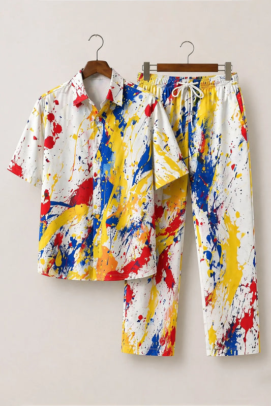 Multi Splash Paint Mens Full Pant Co-ords - XPCRDF