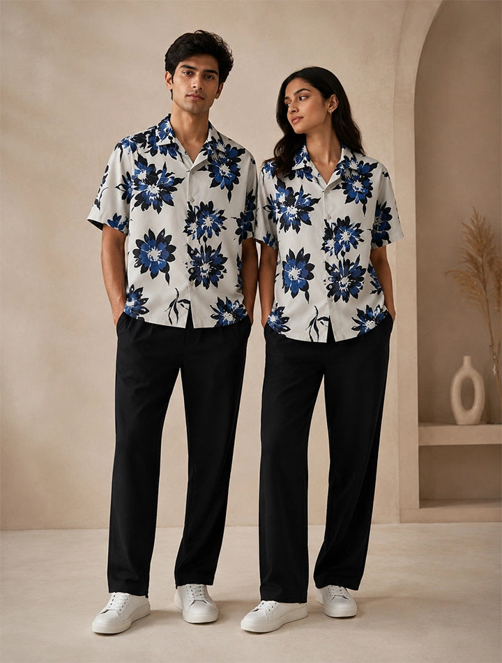 Navy Flower Unisex Cords - XPCRDF