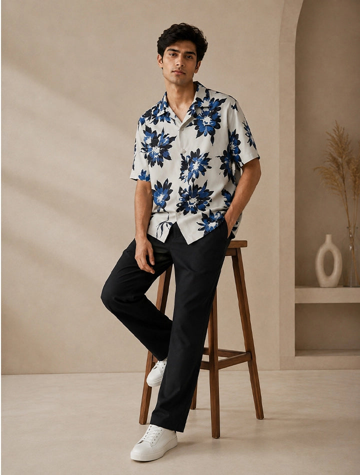 Navy Flower Unisex Cords - XPCRDF