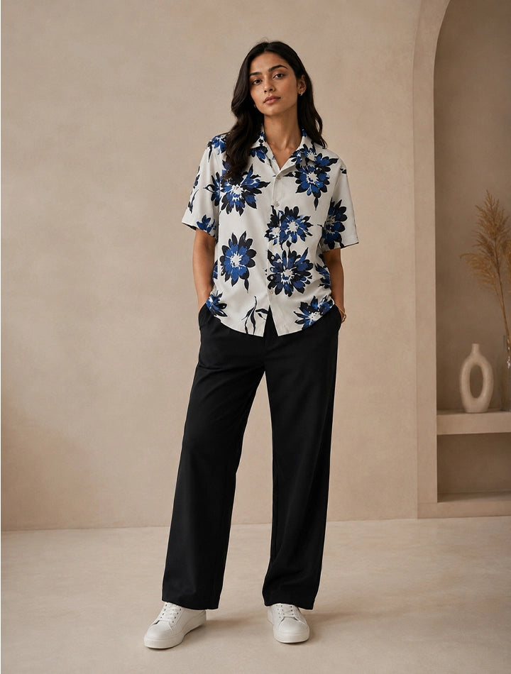 Navy Flower Unisex Cords - XPCRDF