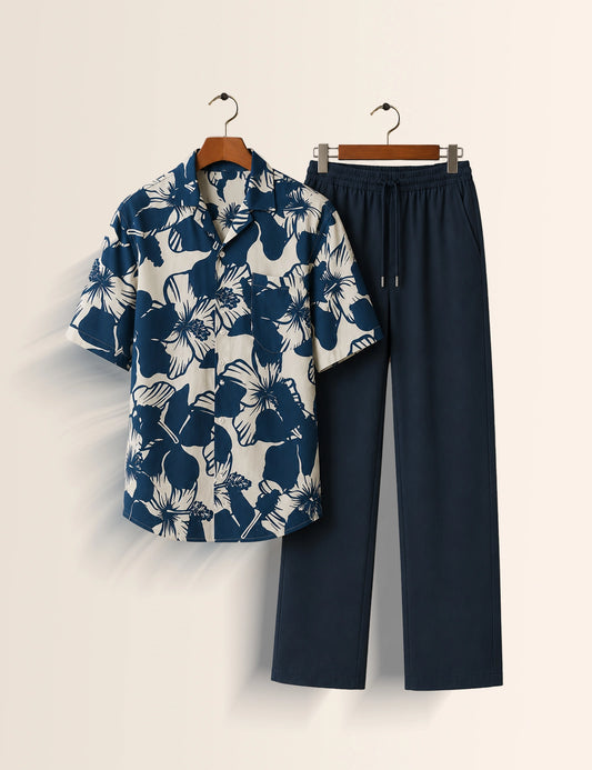 Navy Hibiscus Unisex Cords - XPCRDF