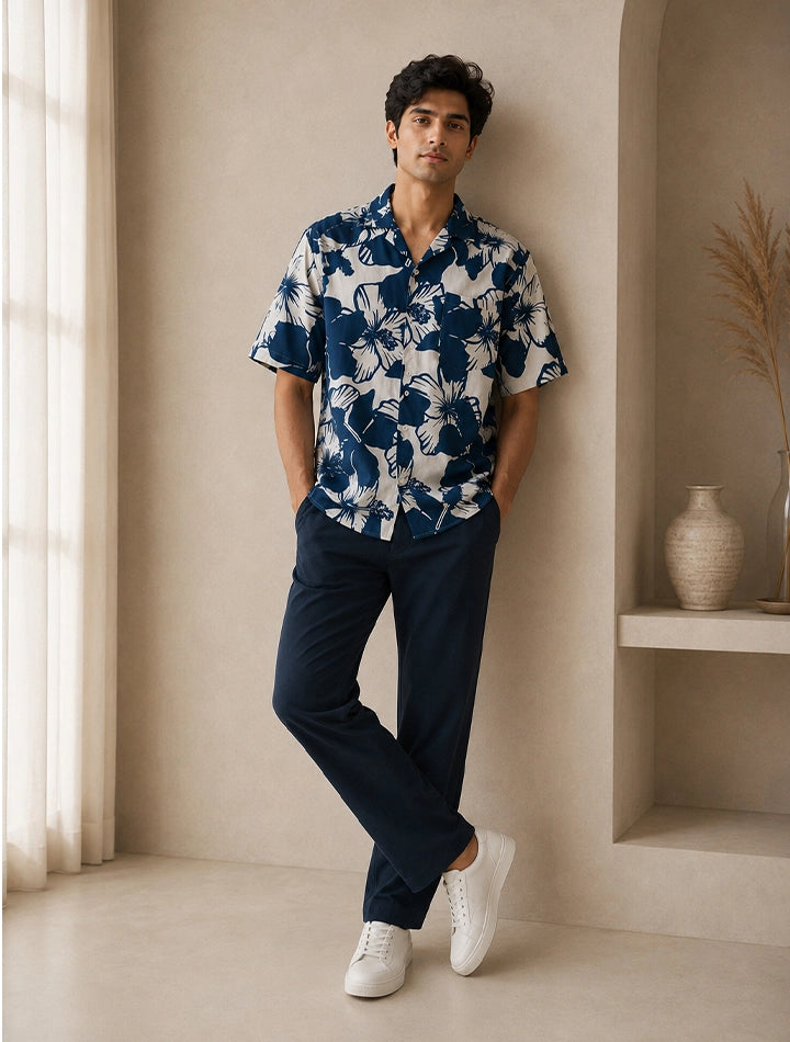 Navy Hibiscus Unisex Cords - XPCRDF