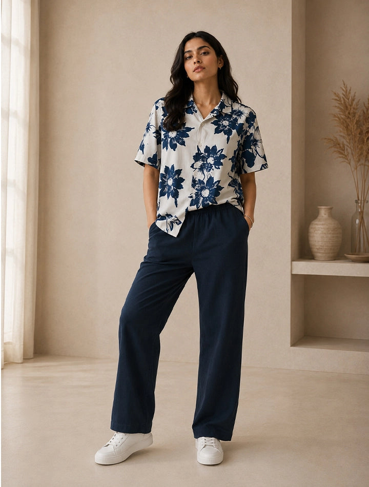Navy Hibiscus Unisex Cords - XPCRDF