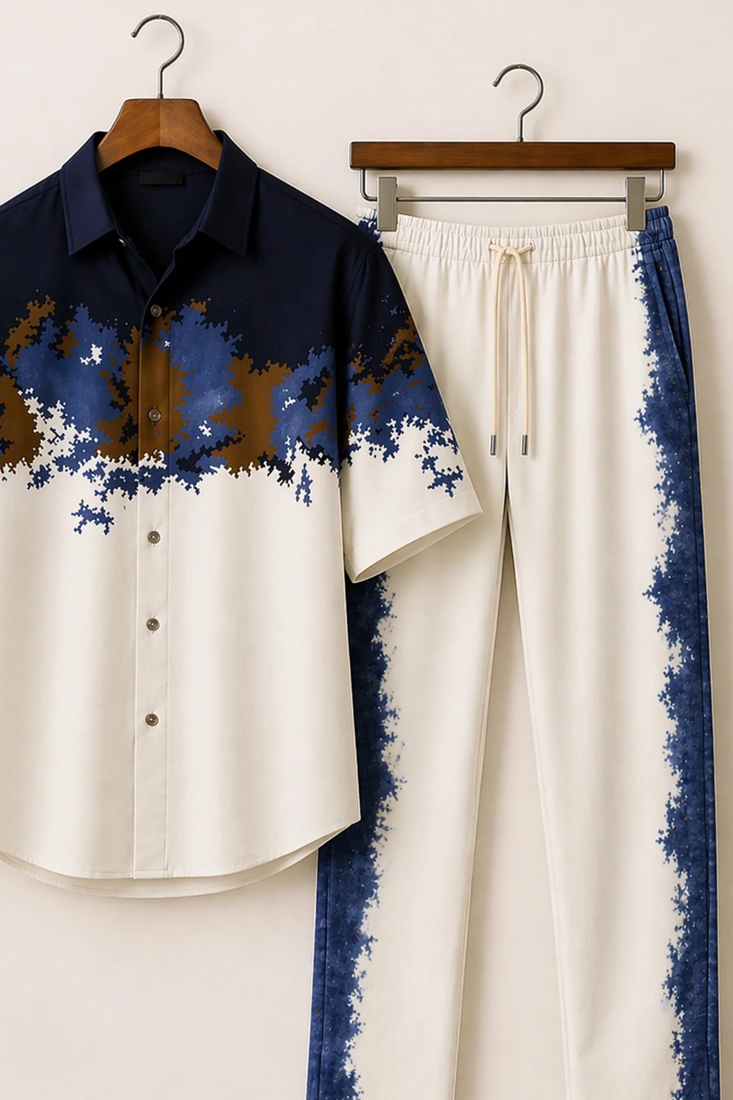 Navy Pixels Mens Full Pant Co-ords - XPCRDF