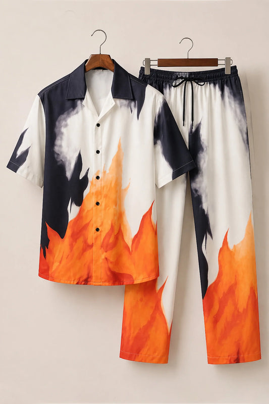 Orange Black Patch Mens Full Pant Co-ords - XPCRDF