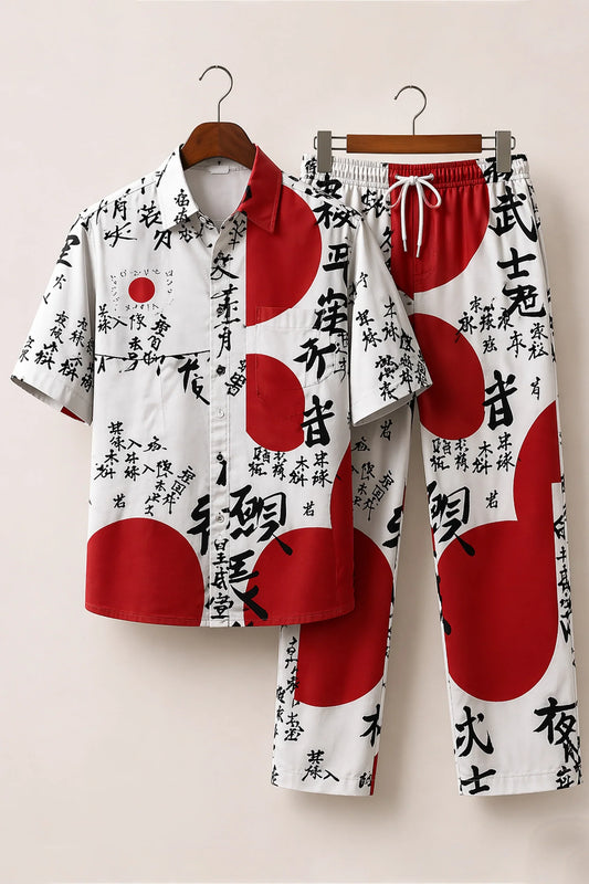 Red Japanese Mens Full Pant Co-ords - XPCRDF