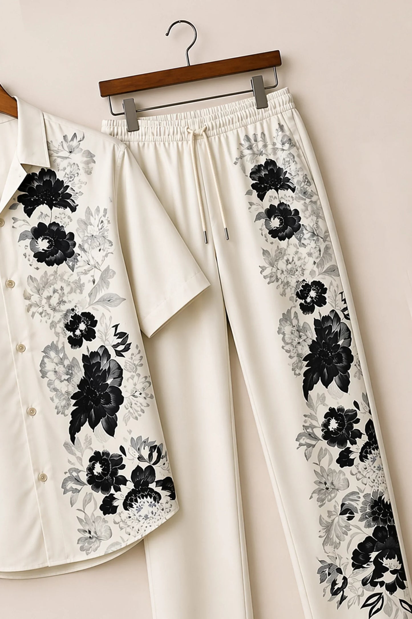 Side Black Flower Mens Full Pant Co-ords - XPCRDF