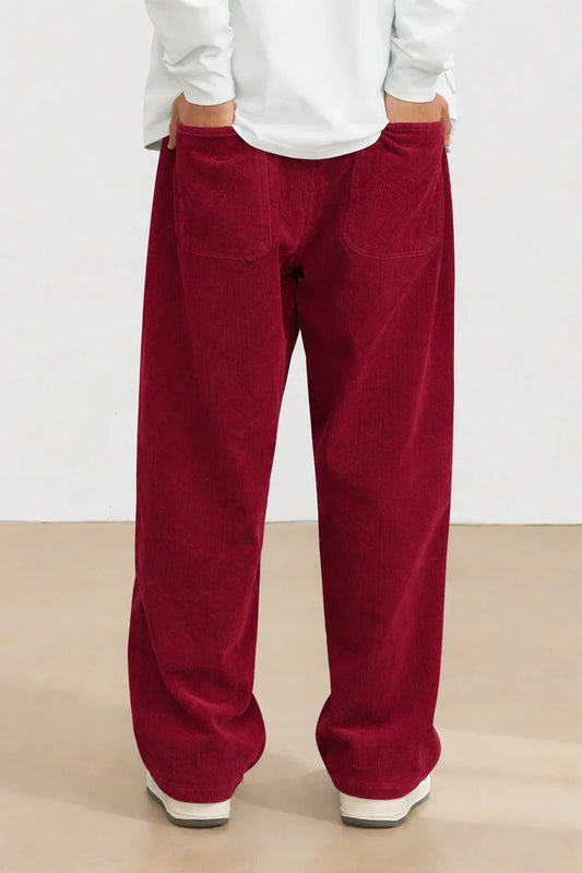 Maroon Color Mens Corduroy Cotton Pants Casual and Regular Fit Full size - XPPT